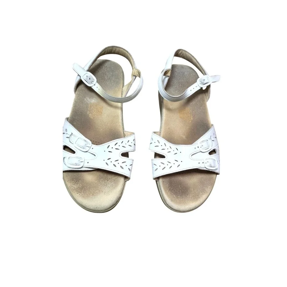 SAS‎ Tripad White Leather Adjustable Strap Mary Jane Sandals Cushioned Size 10M